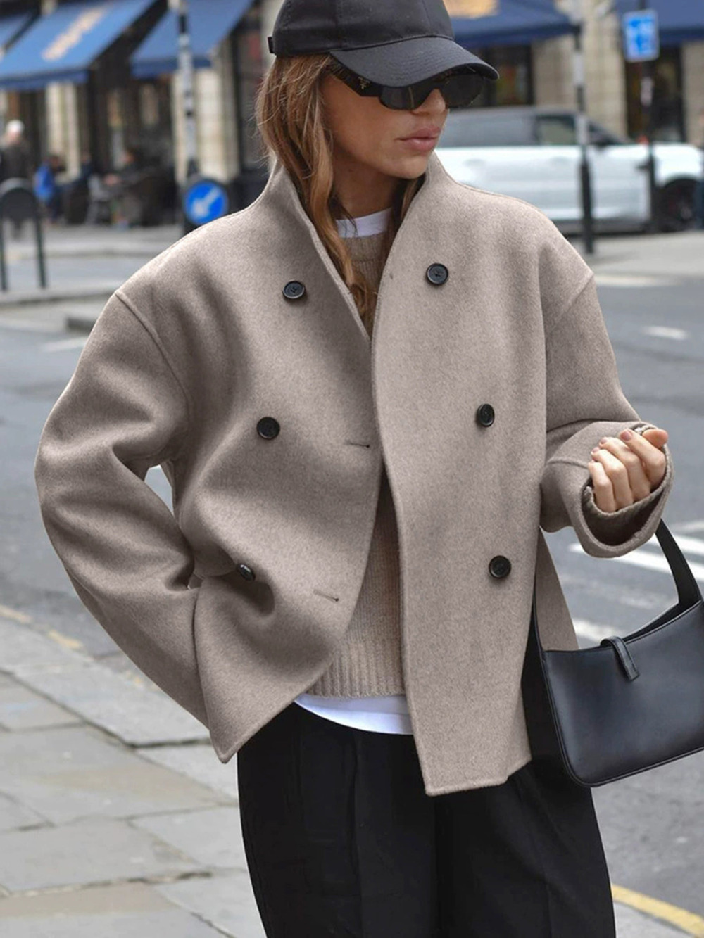 Forever 21 Brown Double Breasted Wool Coat Winter Thick Mid Length